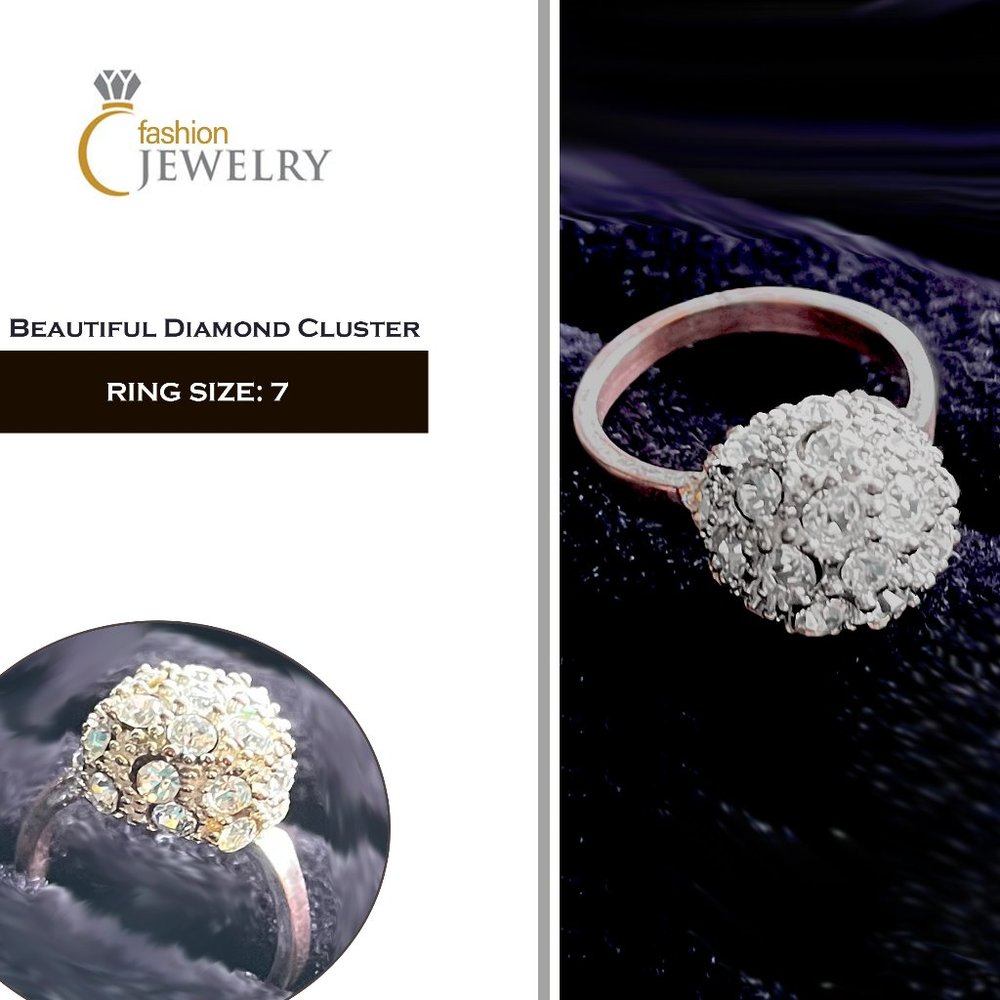 Diamond Cluster Gold Rose Ring
